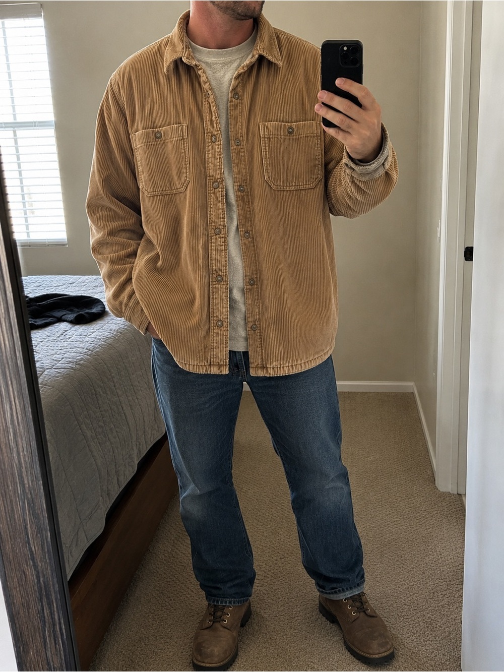L.L. Bean | Men's 1912 Heritage Sherpa Lined Corduroy Shirt Jacket Walnut | 2XLT
